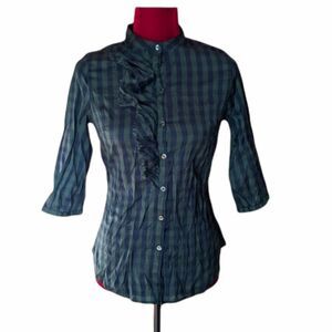 Converse Ruffle Checkered Button Up Top Size XSmall